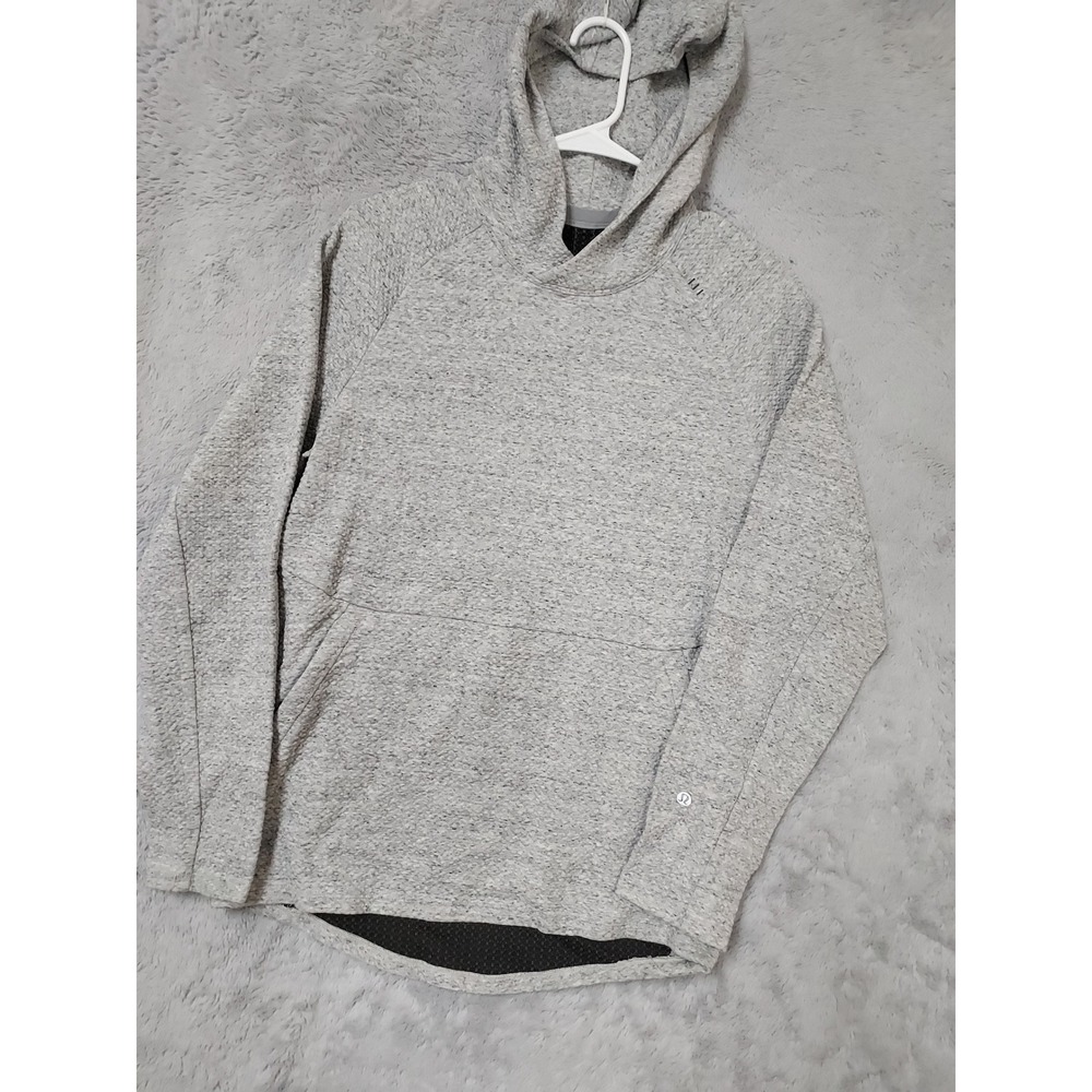 Lululemon At Ease Hoodie Mens Small Textured Double Knit Gray Zipped Pockets S